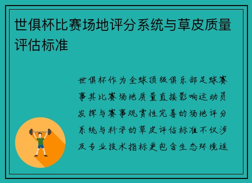 世俱杯比赛场地评分系统与草皮质量评估标准